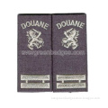 Silver Metallic Text Embroidered Epaulette